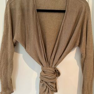 J Crew gold wrap cardigan